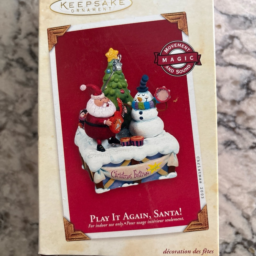 2013 Hallmark Santa Ornament Lights Up Has Sound and Moves NIB